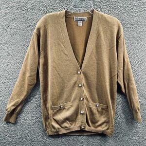 Vintage Womens Metallic Knit Cardigan M Gold Button Front 90s Glam Retro Shimmer